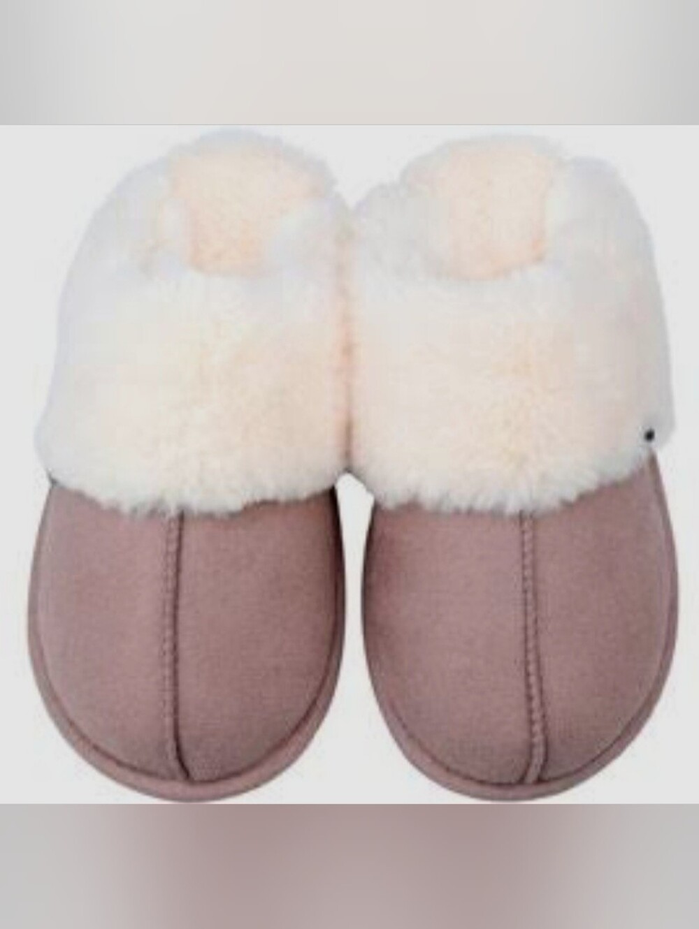 Women’s Suede Faux Shearling-Lined Slip-On Slippers in Mauve